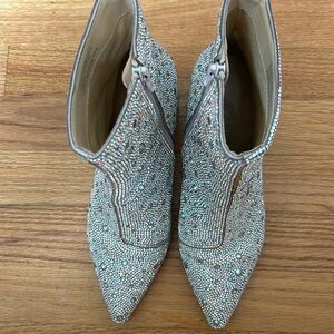 Betsey Johnson Cady Rhinestone Silver Sparkle Boots 7.5